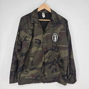 Bolsa‎ Coach Jacket Mens Small Green Camo Virgin Mary Streetwear Windbreaker